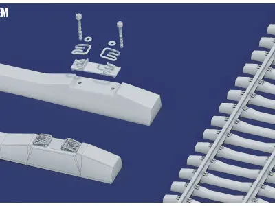 Railway Road Modules Kitbash Pack Low-poly 3D model