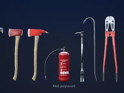 Fire Fighting Equipment 1 Plus 1 PBR Pack Low-poly 3D model