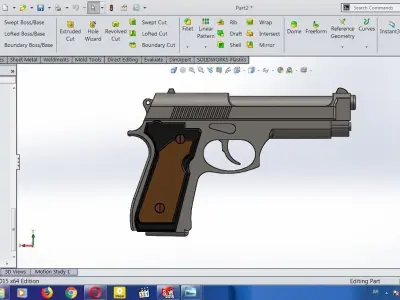 vector-mechanical-gun computer screen showing gun 3D model