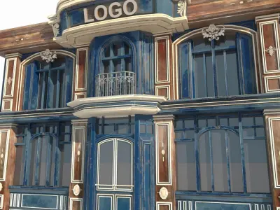 Classical shop facade with architectural structure 3D model