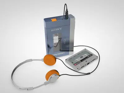 Walkman and Cassette 3D model