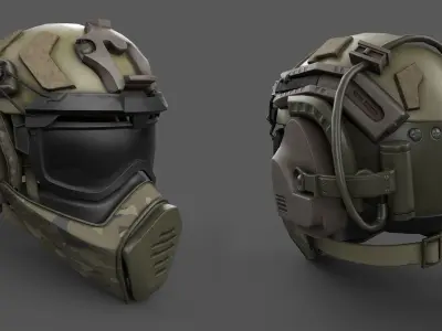 Scifi helmet military  Low-poly 3D model