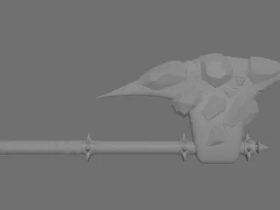 Axe with Crystals Low-poly 3D model