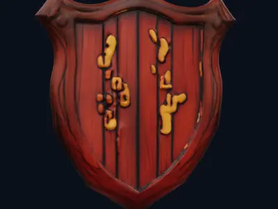 Wooden Shield Armor Low-poly 3D model