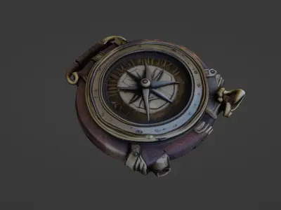 Steampunk Pocket Compass 3D Model 3D model