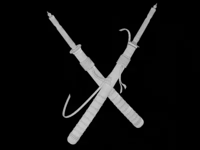 Low Poly 3D Thai Sword Model 3D model