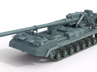 2S7 Pion Self Propelled Heavy Artillery  Low-poly 3D model