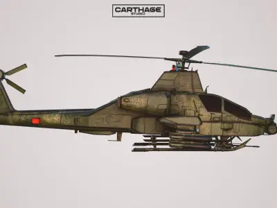 Military Apache Style Military Helicopter  Low-poly 3D model