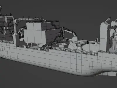 Subsea rock installation vessel Low-poly 3D model