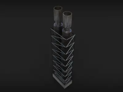 Industrial Chimney with animated fire Low-poly 3D model