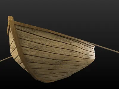 Low poly boat row Low-poly 3D model