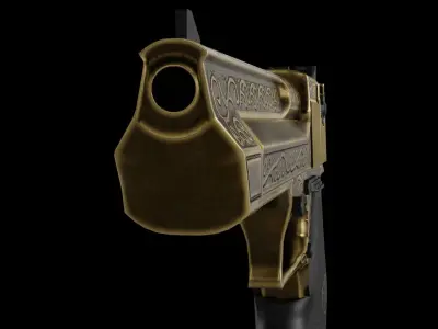Golden Desert Eagle Low-poly 3D model