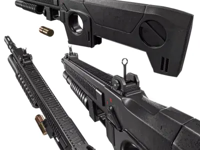 Modular Rifle Caseless   MR-C Low-poly 3D model