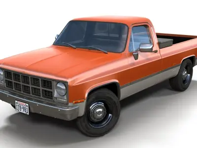 1980s generic industrial pickup Low-poly 3D model