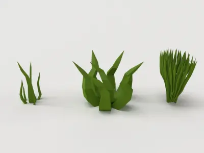 Low poly Trees Flowers Grass Rocks Clouds and Mountains 3D model