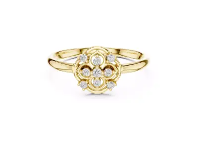 Jewelry Vintage Floral Diamond Cluster Gold Ring Filigree CAD 3D print model
