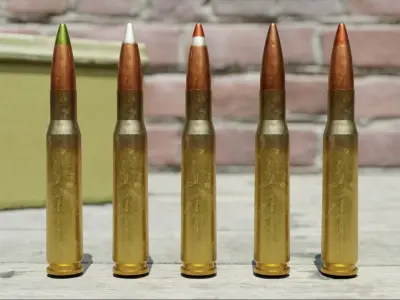 50 BMG Bullet military variations 3D model
