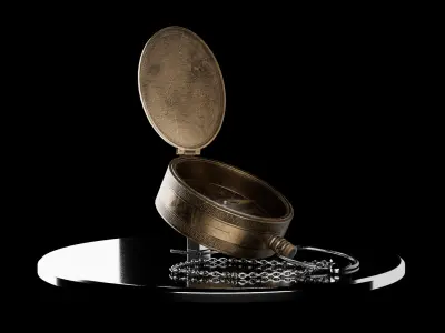  vintage-style direction compass Low-poly 3D model