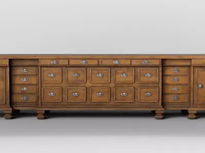 VIntage Wooden Cabinet Island 3D Model 3D model