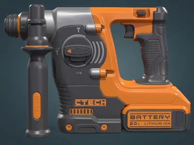 Rotary Hammer Drill Low-poly 3D model