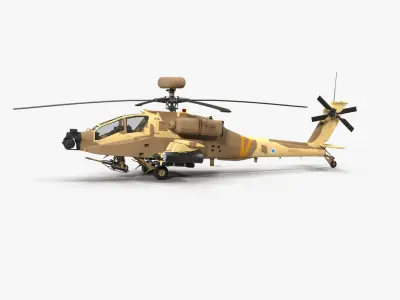 AH64E Apache Longbow Helicopter Desert Rigged Low-poly 3D model