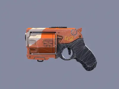 Revolver sci-fi game ready pbr Low-poly 3D model