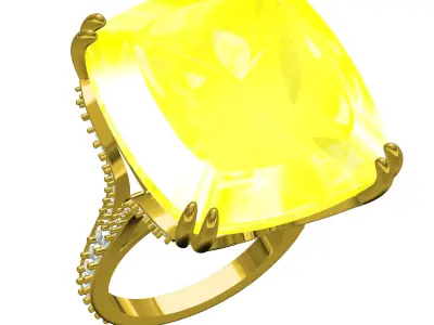 Antique Huge Big Stone Cathedral Ring for Women 3D print model