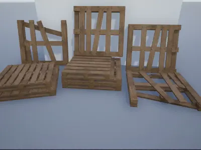 Lowpoly Warehouse Pallets Low-poly 3D model
