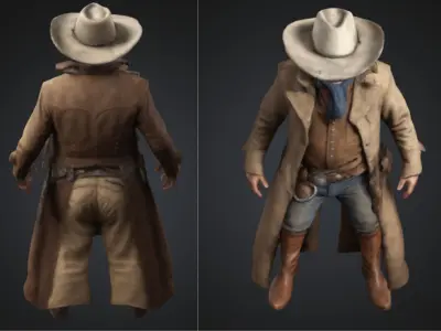 Cowboy Sheriff Character Low-poly 3D model
