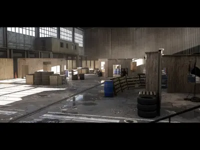 Military Training Warehouse - Unreal Engine 4 Low-poly 3D model