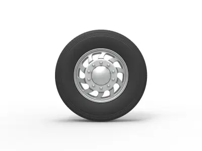 Front custom wheel of semi truck Version 17 Scale 1 to 25 3D print model