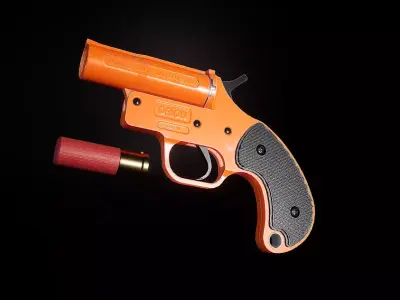 AAA Flare Gun Game Ready PBR Low-poly 3D model