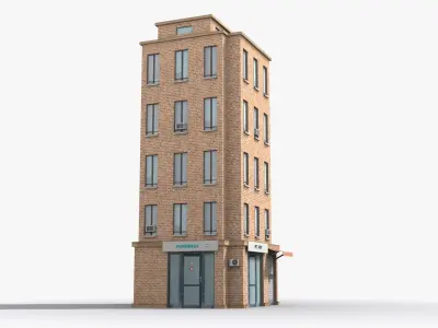 Apartment Building x35 Low-poly 3D model