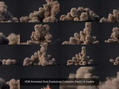 VDB Animated Dust Explosions Collection Part2 3D Model Pack