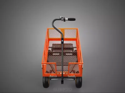 ELECTRIC POWERED STEEL MESH TRAY GARDEN WHEELBARROW WAGON CART 4 3D model