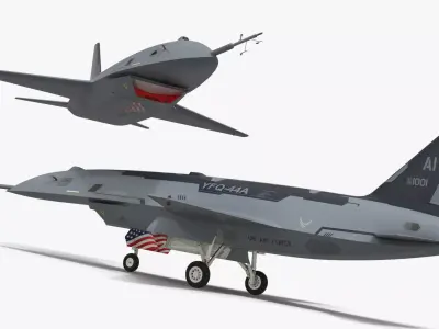 YFQ-44A Tactical UAV with Underwing Payload Gunmetal Grey Rigged 3D model