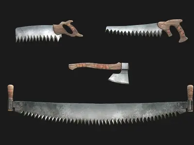 Foresters Set of tools  Low-poly 3D model