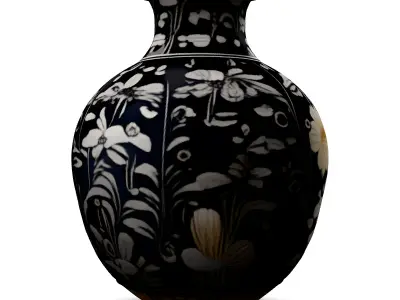 Black Floral Pattern Vase 3D Model Low-poly 3D model
