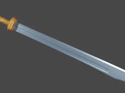 Grossmesser sword with Langsax handle Low-poly 3D model