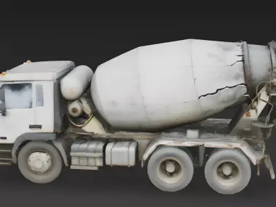 Cracked Concrete Ruined Cement Mixer 3D Model Low-poly 3D model