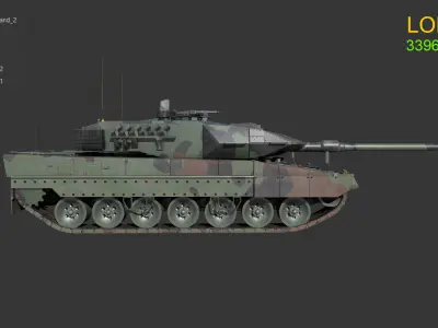Asset - Army - Tank - Leopard 2 Low-poly 3D model