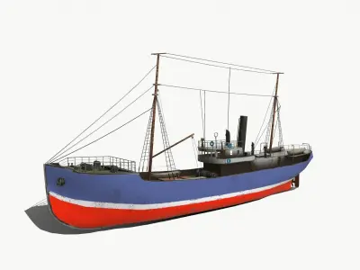 Old Fishing boat low-poly PBR Low-poly 3D model