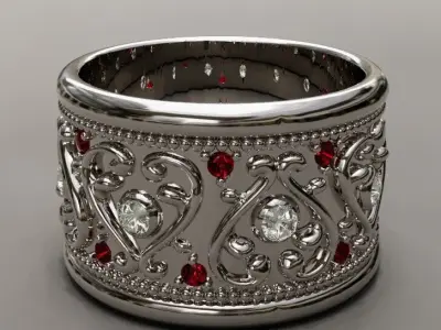 Gold silver ring with antique design ready to print 3D print model purchase