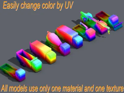 Low Poly Truck Pack 01 Isometric Low-poly 3D model