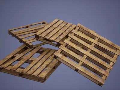 Pallets Low Poly Game Ready wooden Low-poly 3D model