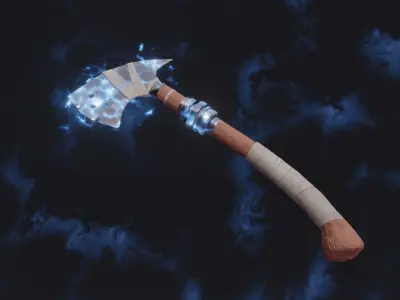 Set of Elemental Axes - 6 Magic Axe 01 - medieval weapon Low-poly 3D model