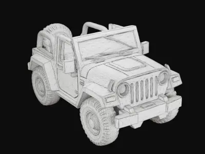 Mini Offroad Jeep 3D Model Low-poly 3D model