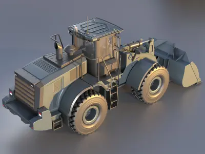 Wheel Loader Gray Blue Low-poly 3D model