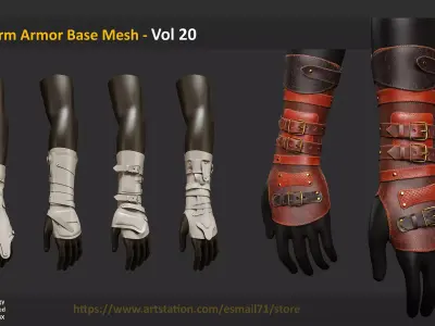 17 Arm Armor Base Mesh - Vol 20 Low-poly 3D model