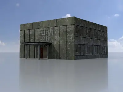 Old military barrack version 1 ruin 5 Low-poly 3D model